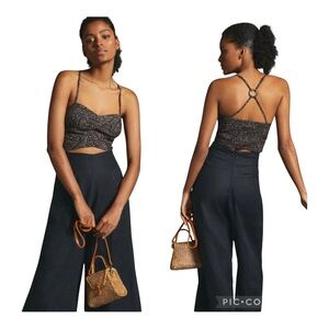 Anthropologie Bandeau-Style Crop Top Spaghetti Strap Front Cutout Detail Size XS